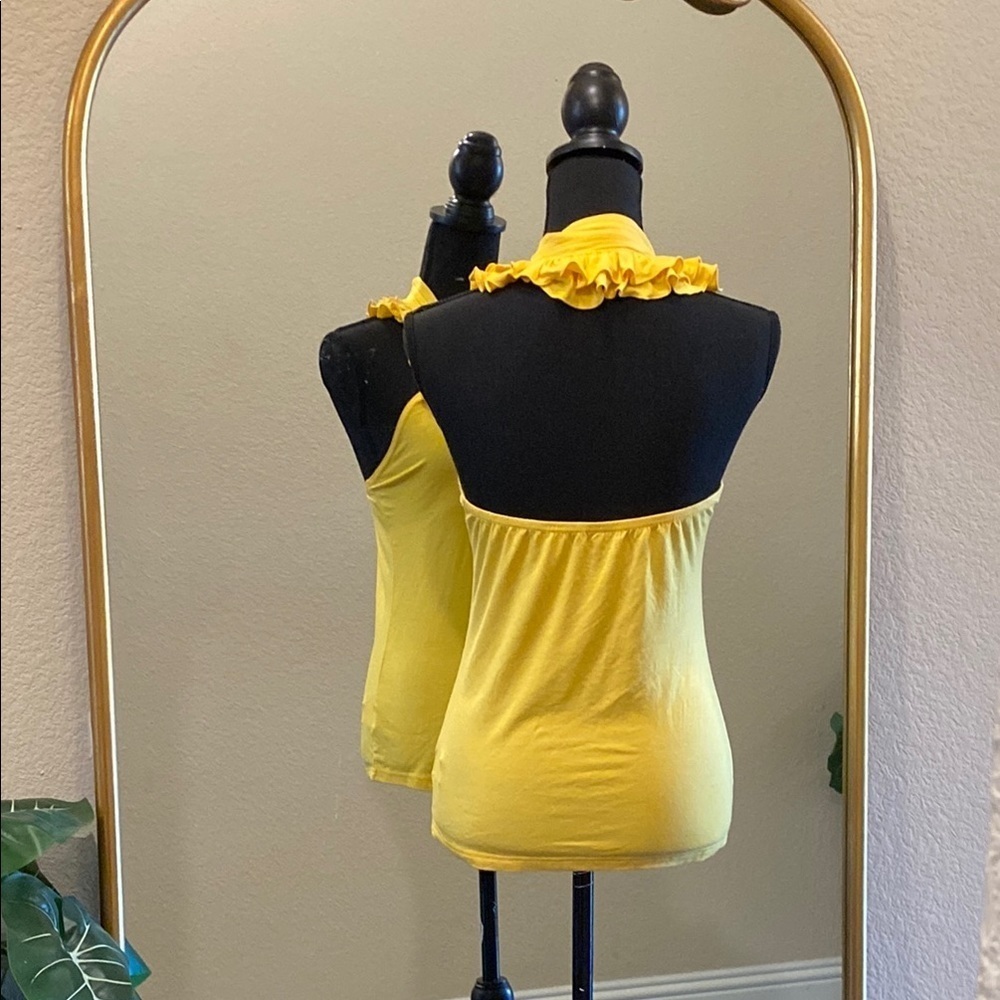 Aziz Yellow Ruffled Women's Top Size M - Picture 5 of 7